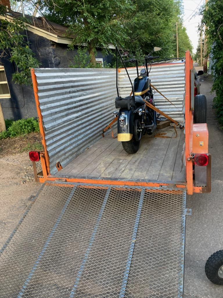 Close-up view of motorcycle tie-downs